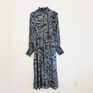 Ann Taylor Blue Floral Long Sleeve Dress